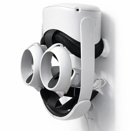 VR wandhouder geschikt voor Meta Quest 3 / Quest 2 / Oculus Quest 1 en Elite Strap - Headset en controllerhouders met montagesjabloon - Wit
