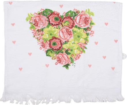 Clayre & Eef Gastendoekje 40x66 cm Wit Roze Katoen Hart