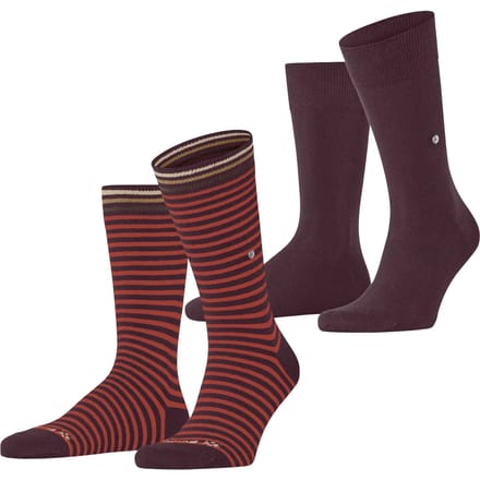 Burlington Everyday Stripe- Mixed 2-Pack gedessineerd katoen multipack sokken heren rood - maat 40-46