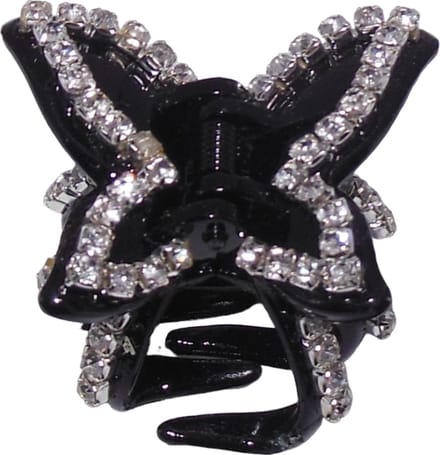Haarklem met strass vlinder zwart