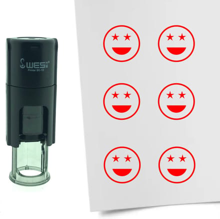 CombiCraft Stempel Smiley Trots 10mm rond - Rode inkt