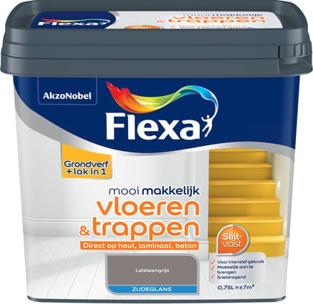 Flexa - Mooi Makkelijk Vloeren & Trappen Zijdeglans - Leisteengrijs - 750 Ml