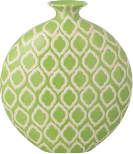 J-Line vaas Geruit - porselein - groen/wit - small