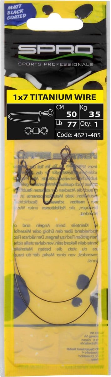 Spro MB Leader Ti - 1X7W - 60lb - 50cm - Onderlijn - Mat Zwart