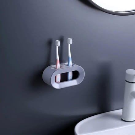 Porte-brosse à dents électrique, support auto-adhésif à Double trou, support mural, rangement permettant de gagner de l'espace, accessoires de salle de bains gris
