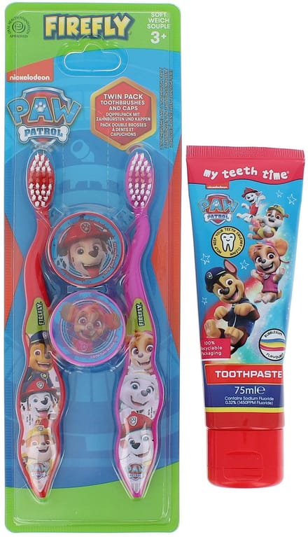 Firefly Paw Patrol Twin Pack Toothbrushes + Toothpaste