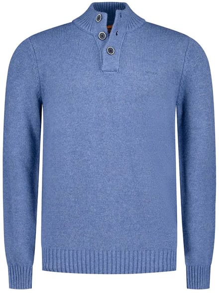 Normale fit blauw Adan NZA trui half zip knopen