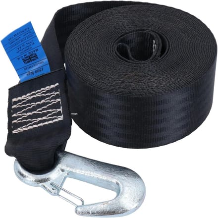 Lierband - Trailerband - Bootladen - Met Veiligheidsclip - 7 Meter - Zwart