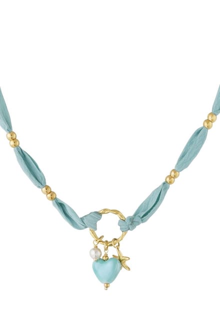 Bijoutheek Collier Bandana Stof Hart Blauw