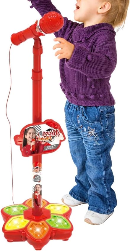Kinder Microfoon - Karaoke Machine - Muziek Maken - Met LED-verlichting - Verstelbare Standaard - Rood