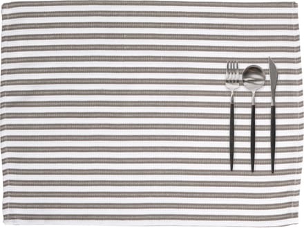Tiseco - Placemat YINTE - SET/6 - gestreept - 33x45 cm - rechthoek - taupe