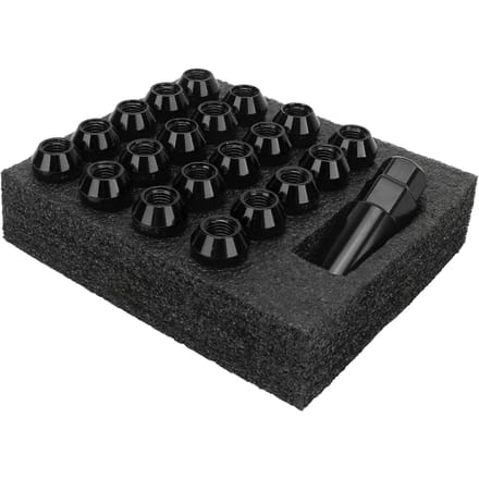 22 STUKS Conische Wielmoeren met Dop Sleutel Legeringsstaal Universeel Gesmeed Borgmoer Vervanging voor M12x1.5 zwart