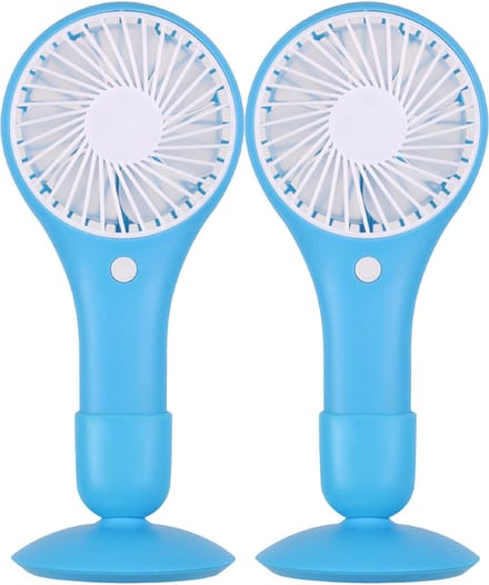 Urban Living Draagbare USB ventilator met standaard - 2x - lichtblauw - 20 x 10 cm