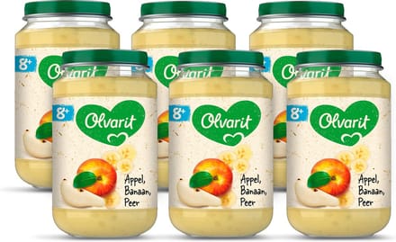 Olvarit Fruithapje 8+ Maanden – Appel Banaan Peer - 6 x 200g