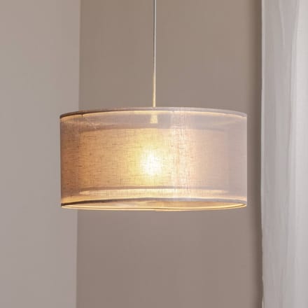 Maco Design Duo Den Light hanglamp, zilvergrijs, Ø 50 cm, linnen, PVC
