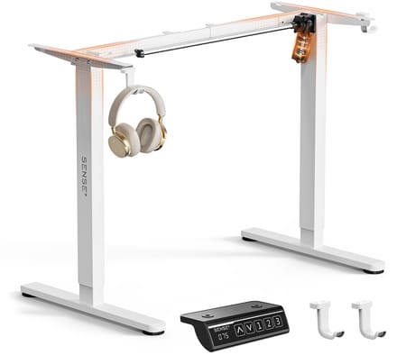 SENSE7 NOJO Light - Elektrisch Bureauframe - Verstelbaar 72-118cm - Geheugen 70kg Belasting - Zit Sta Bureau Wit