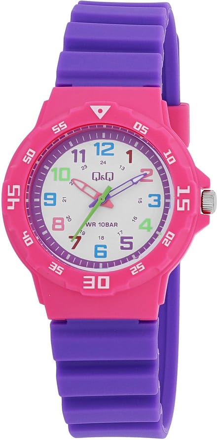 Q&Q Waterdicht Kinderhorloge Roze Lila VR19J013 33mm