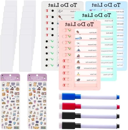 Allecto Plus - Checklist Boards Kinderen - Dagplanner met blanco papieren en markers - Thuis en reizen - Kinderroutine管理