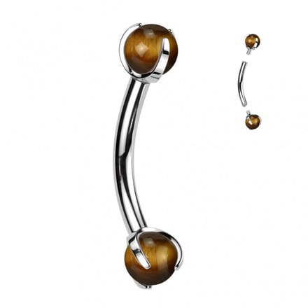 Piercing titanium natuursteen 1.2x8 - tijgeroog - LMPiercings