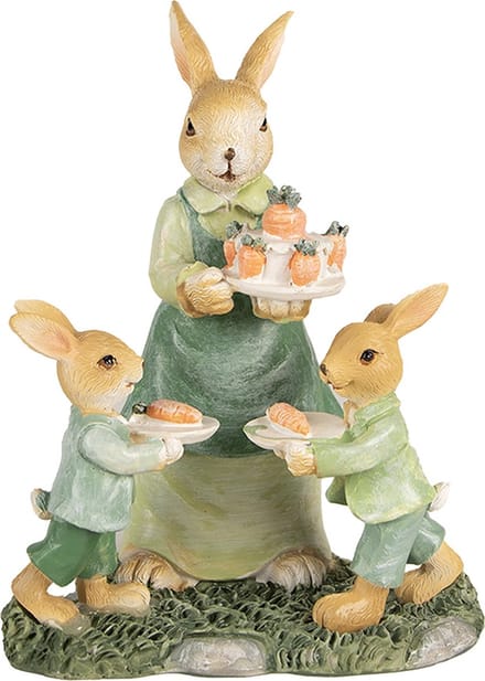 Clayre & Eef Beeld Konijn 15 cm Bruin Groen Polyresin