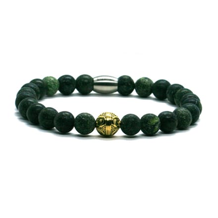 IbizaMen - Heren armband - legergroen - goud - RVS