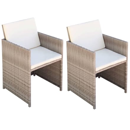 vidaXL - Tuinstoelen - 2 - st - met - kussens - poly - rattan - beige