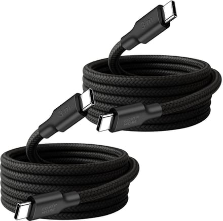 Usb C naar usb C kabel - 2 stuks - 3 meter - Lang - Stevig - Nylon - Zwart