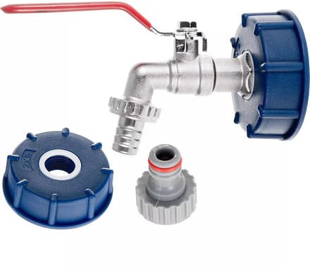 GEKO IBC container set - S60x6 adapter - 1/2'' kraan - 3/4'' buitendraad - snelle koppeling - robuust ontwerp