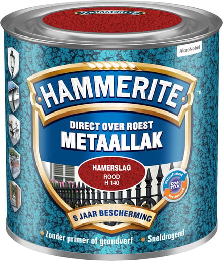 Hammerite - Metaallak Hamerslag - Rood - 250 Ml