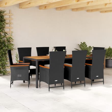 vidaXL - 9-delige - Tuinset - poly - rattan - zwart