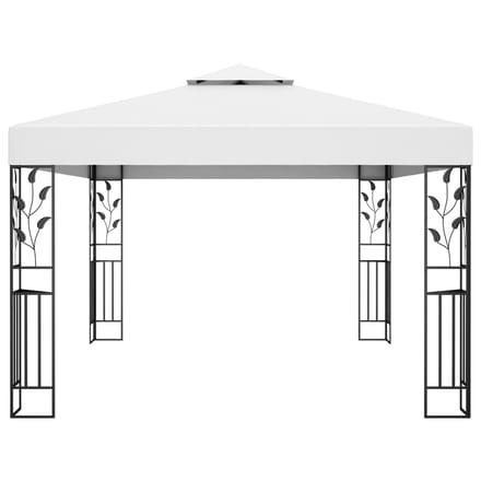 vidaXL - Prieel - met - dubbel - dak - 3x4 - m - wit