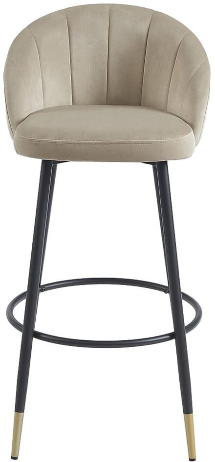 Vente-unique Set van 2 barkrukken in fluweel en metaal - Beige - ELIRAM L 49 cm x H 96 cm x D 58 cm