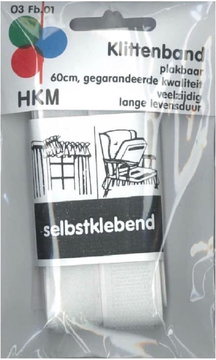Klittenband - Plakbaar - 20mm breed - 60cm - Wit