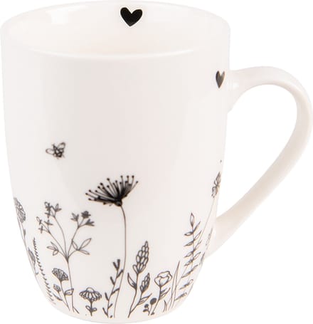 Clayre & Eef Mok 300 ml Beige Zwart Porselein Bloemen