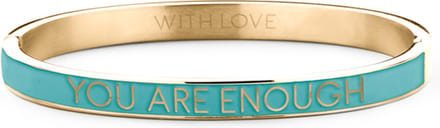 Key Moments 8KM-BC0015 Stalen Bangle met Tekst - You Are Enough - One-size - Goudkleurig / Blauw