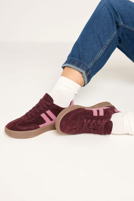 Yours Bordeauxrode Sneakers Met Zijpaneel In Brede Epasvormsize 42E