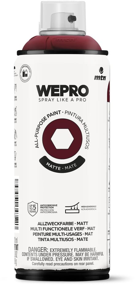 Spuitbus Rood Bordeaux Mat MTN WEPRO ALL-PURPOSE PAINT 400ML
