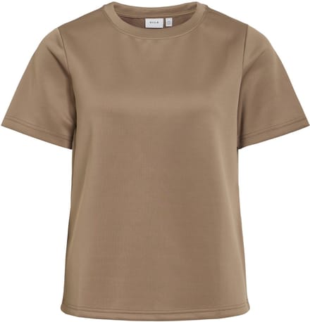 Vila T-shirt Viloana S/s Light Scuba Top 14118971 Brown Lentil Dames Maat - L