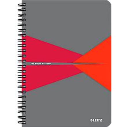 Leitz Office collegeblok, A5-formaat, 90 geruite vellen, 360° openend, spiraalbinding, kartonnen omslag, FSC®-gecertificeerd, rood