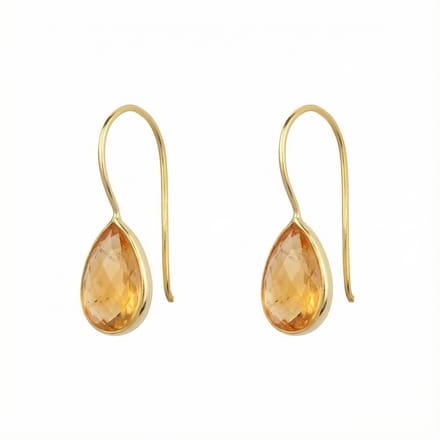 Dames Oorbellen Goudkleurig Citrien Druppel (14K Gold Plated) | cadeau dames