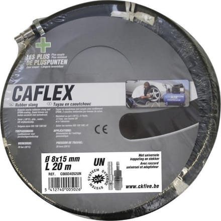 CriKo rubber persluchtslang voor compressor - 20 meter - Zeer flexibel - Ø 15 x 8 mm - Universele koppelingen - Max 20 bar