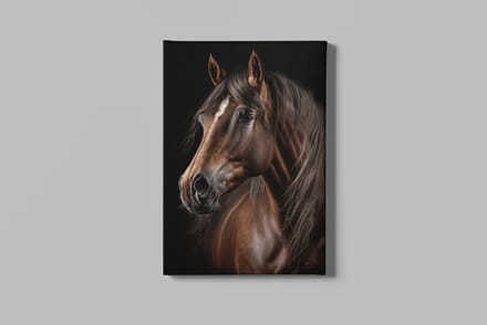 Canvas Schilderij - Dieren - Bruine Paard - 90x60x2 cm