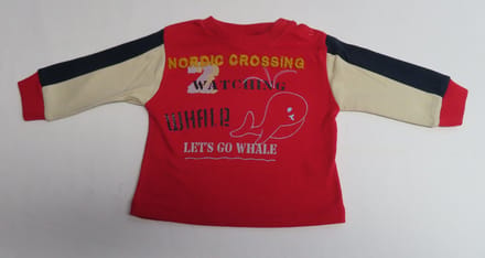 T shirt met lange mouwen - Jongens - Rood - Walvis - 3 maand 62