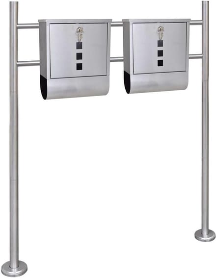 Dubbele brievenbus - Postbus met standaard - Post ontvangen - Met krantenhouders - 31 x 105 x 335 cm