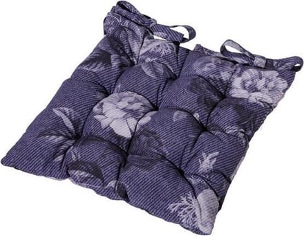 Madison bistro tuinkussen Denim flower 46x46 cm - blauw