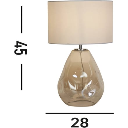 Searchlight Devon tafellamp, wit/crème, hoogte 44,5 cm, textiel/glas