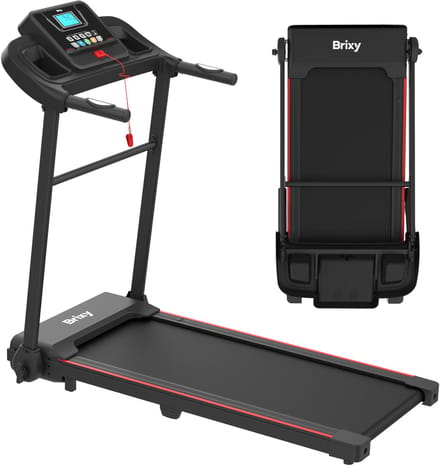 Brixy Loopband - Inklapbaar - t/m 14 km/u - 12 Programma’s - Incl. Tablethouder En Bidonhouder - LCD Kleurenscherm - Zwart