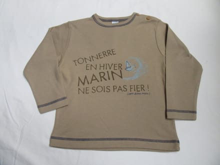 petit bateau , jongens , t-shirt met lange mouw ,camel , 4 jaar 102