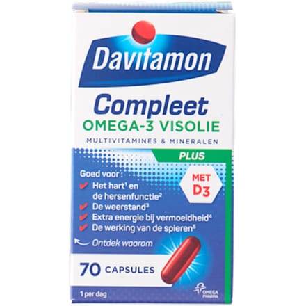 Davitamon Compleet + Omega 3 Visolie - Multivitamine - Voedingssupplement - 70 Capsules