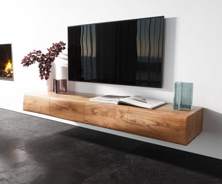 TV-meubel New Live-Edge acacia natuur 175 cm 4 deurs zwevend Lowboard